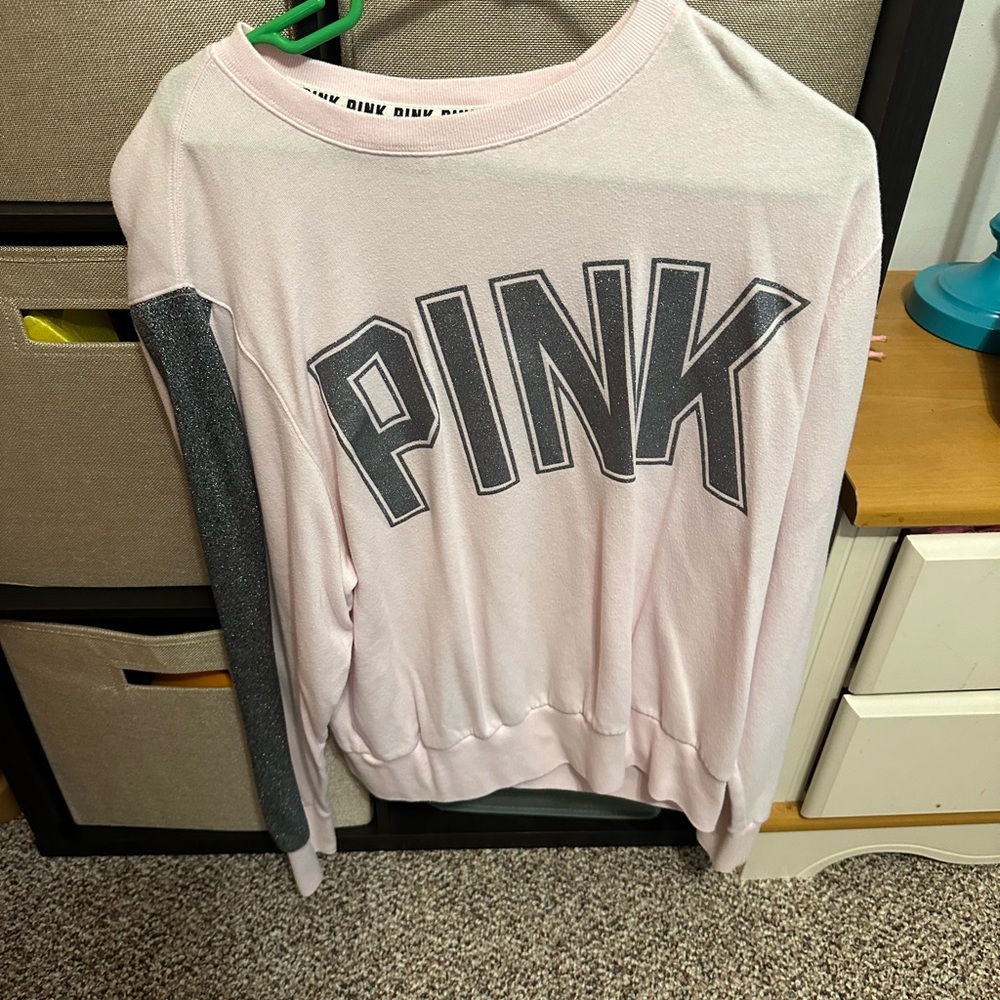 PINK Victoria's Secret Light Pink and Gray Sweater